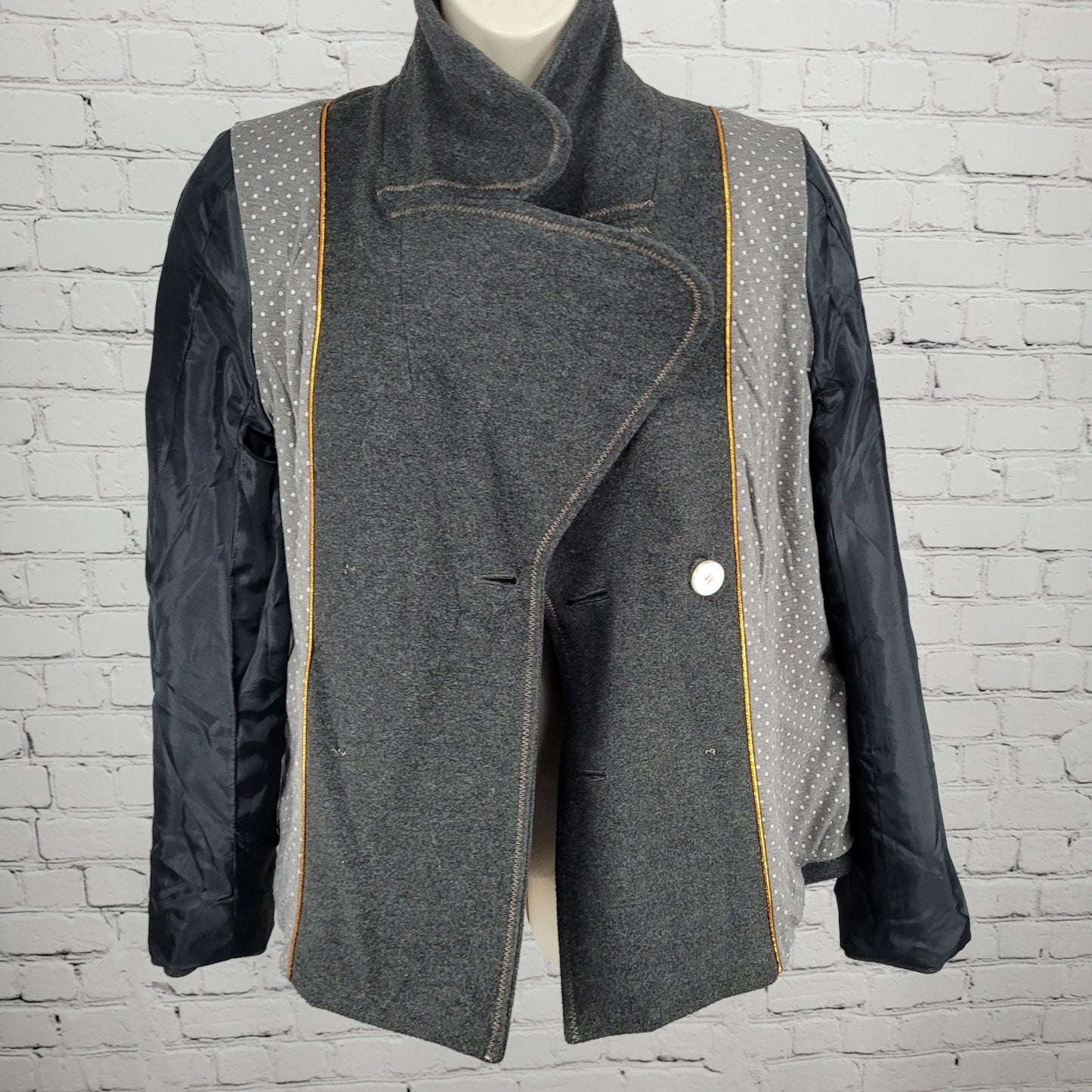 Ett:Twa Anthropologie Grey Double Breasted Buttoned Stretch Lined Jacket 8