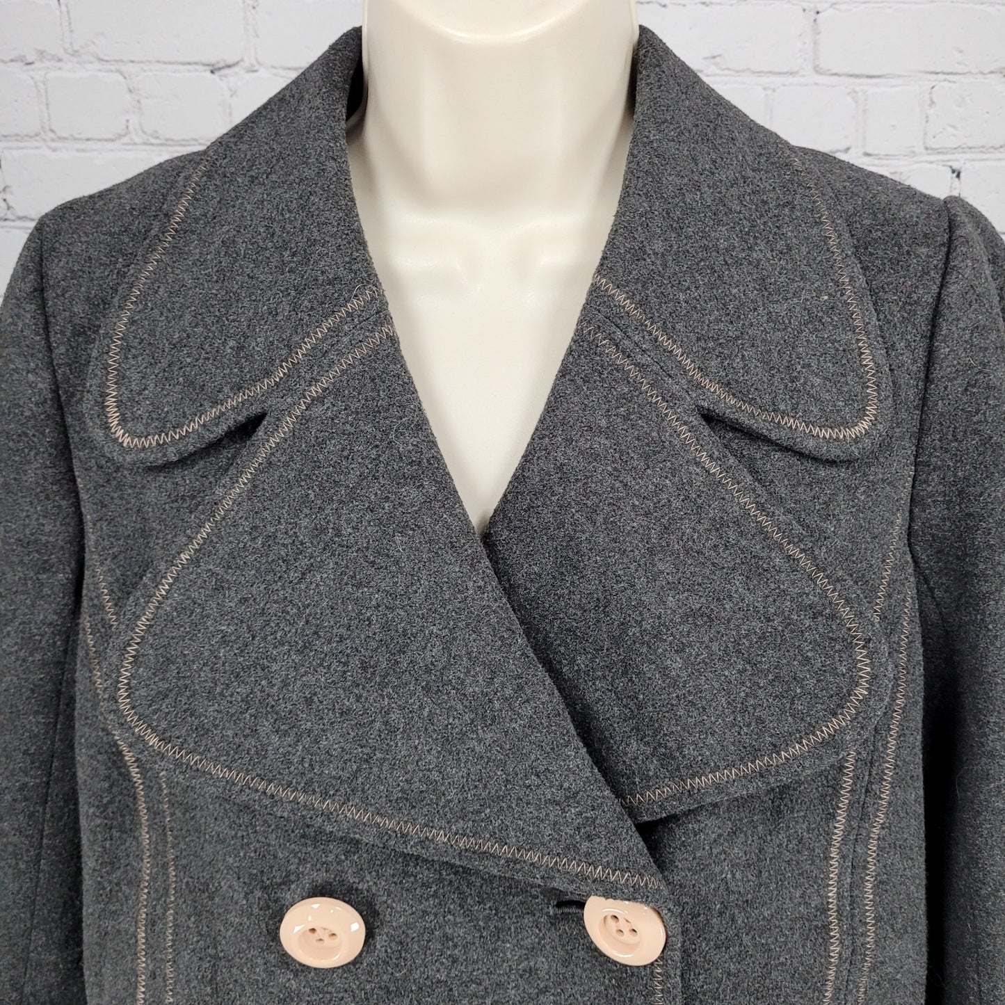 Ett:Twa Anthropologie Grey Double Breasted Buttoned Stretch Lined Jacket 8