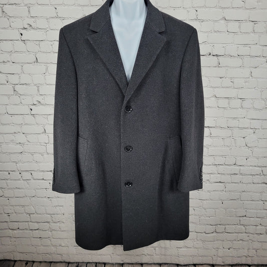 Chereskin Grey Cashmere Wool Blend Piedmont Buttoned Lined Over Coat Size 42R