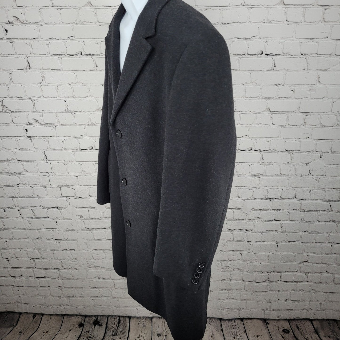 Chereskin Grey Cashmere Wool Blend Piedmont Buttoned Lined Over Coat Size 42R
