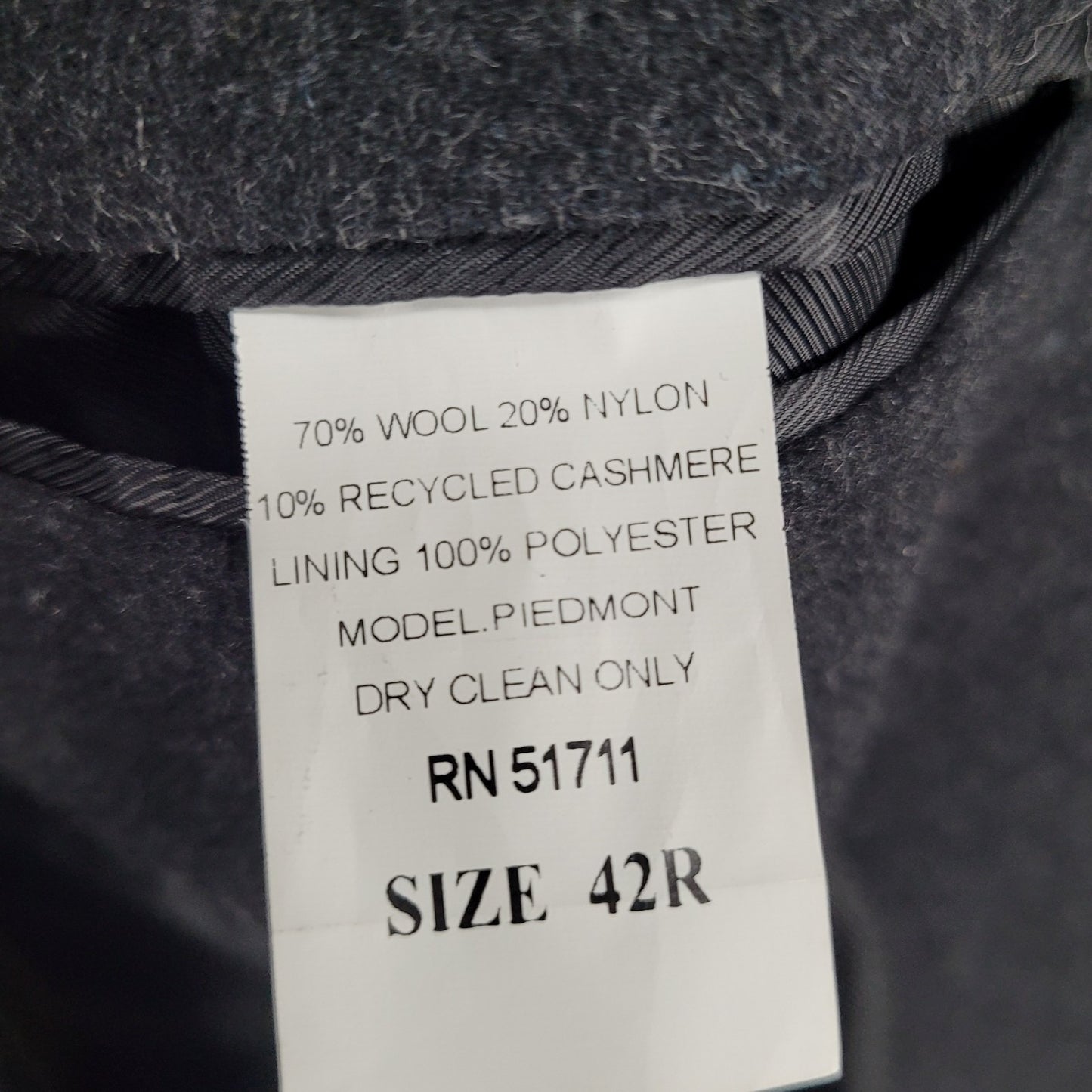 Chereskin Grey Cashmere Wool Blend Piedmont Buttoned Lined Over Coat Size 42R