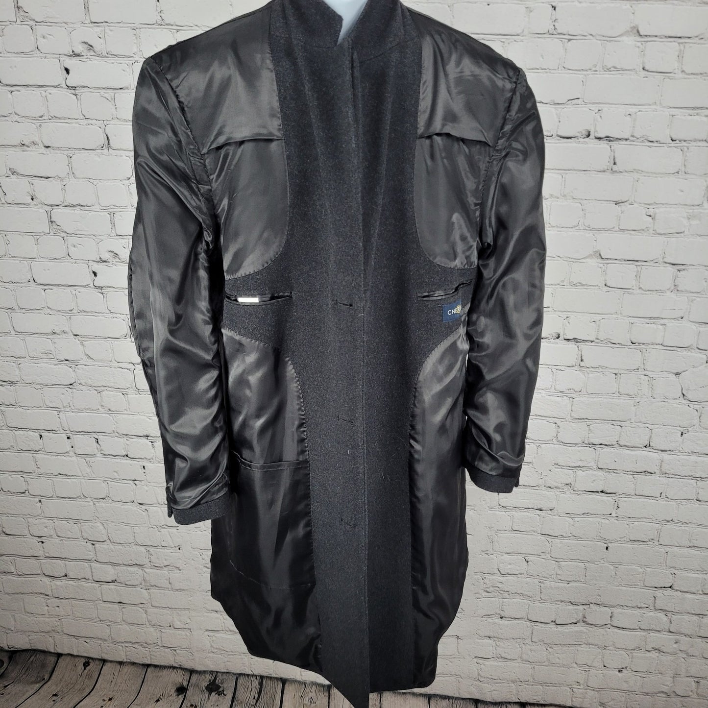 Chereskin Grey Cashmere Wool Blend Piedmont Buttoned Lined Over Coat Size 42R
