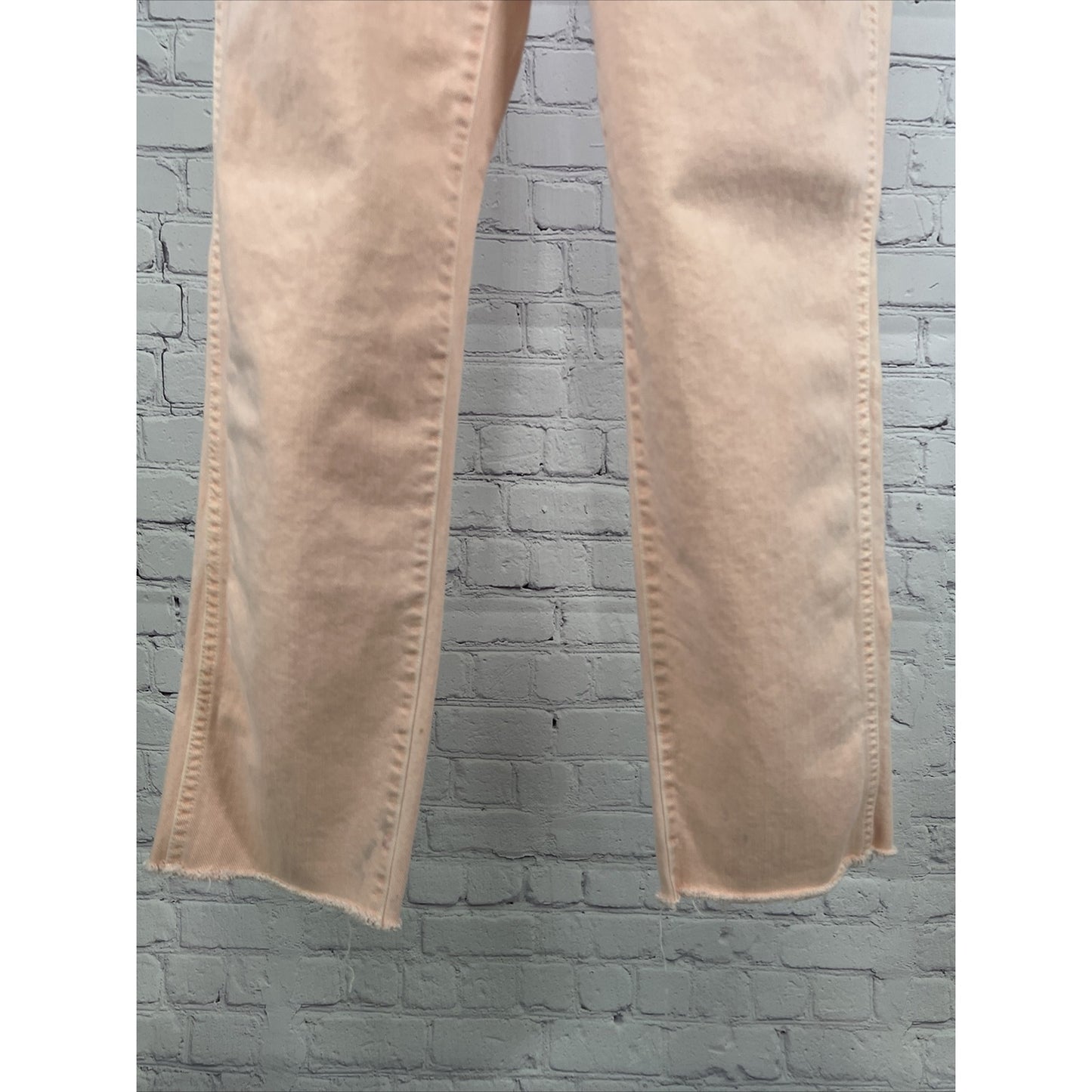 MADEWELL Tapered Denim Jeans Raw Edge Ankle Cuff Pink Size 26 High Rise *stained