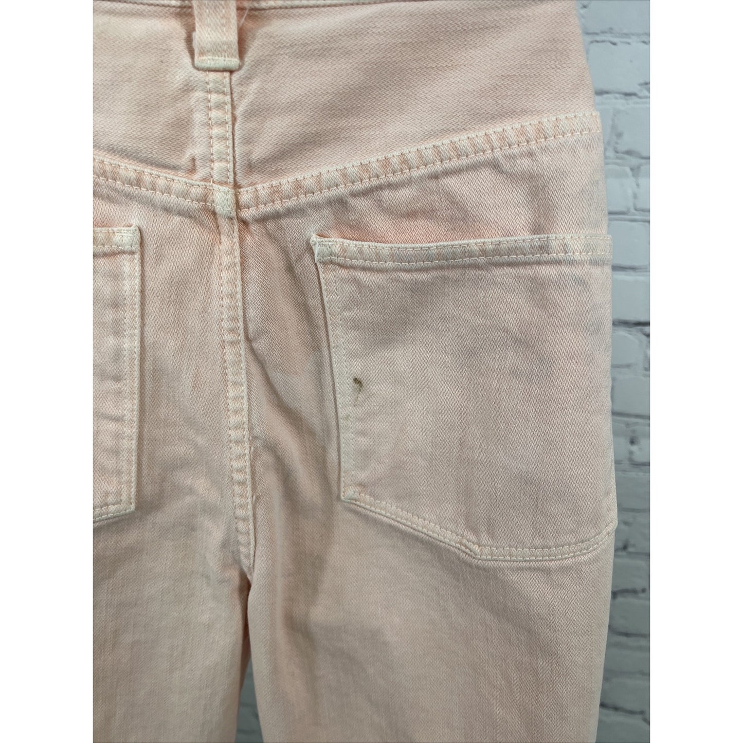 MADEWELL Tapered Denim Jeans Raw Edge Ankle Cuff Pink Size 26 High Rise *stained