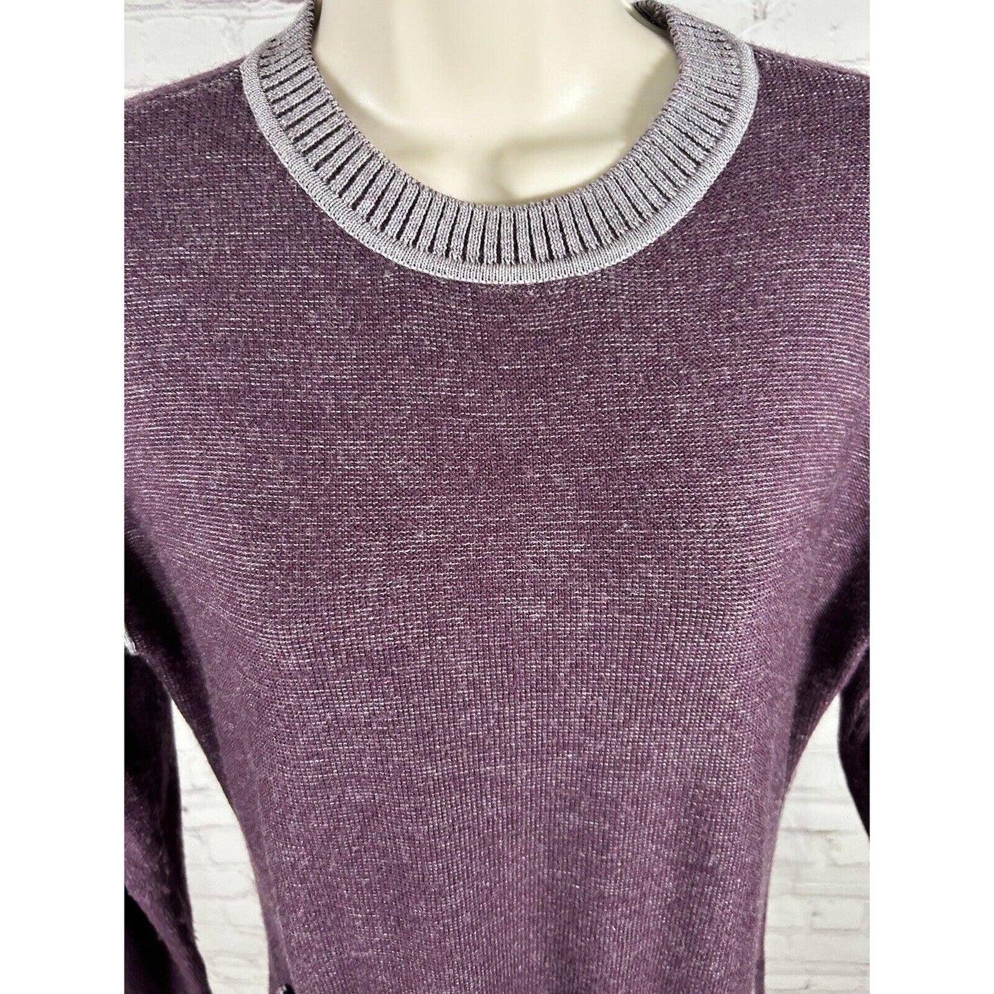 Orvis Purple Pullover 100% Wool Long Sleeve Knee Length Sweater Dress Size XS