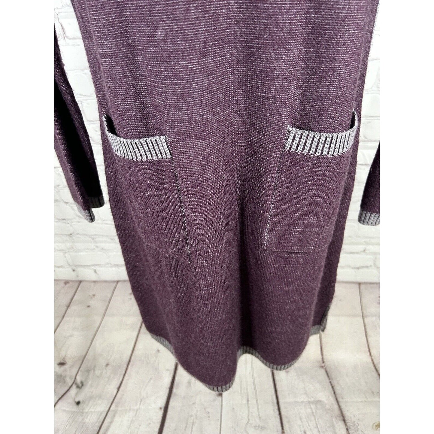 Orvis Purple Pullover 100% Wool Long Sleeve Knee Length Sweater Dress Size XS
