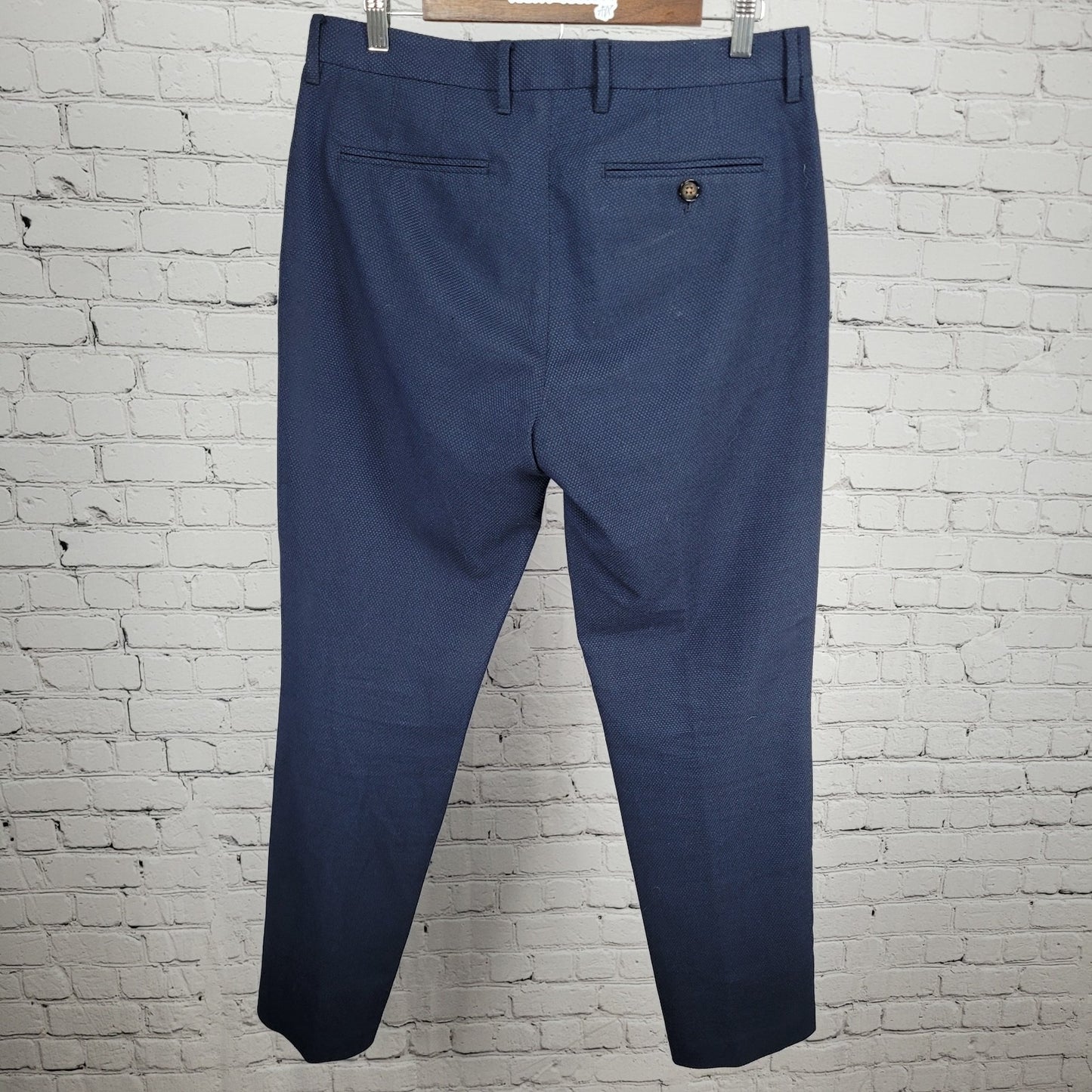 Ted Baker Blue Textured Stretch Flat Front Straight Dress Pants Size 32 (32x31)