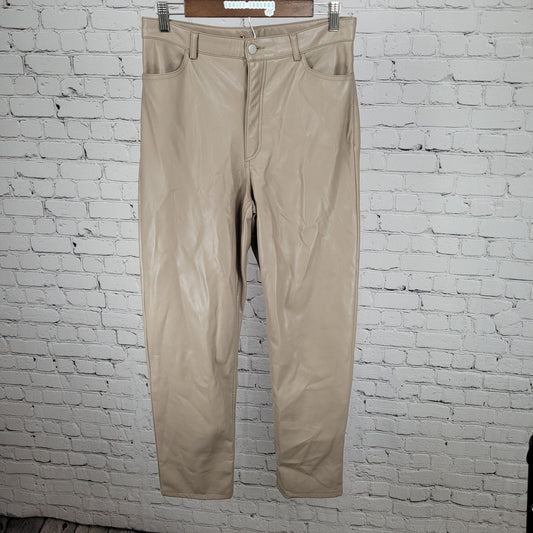 Dynamite Beige Faux Leather Stretch High Rise Straight Leg Pants Size 10 (29x29)