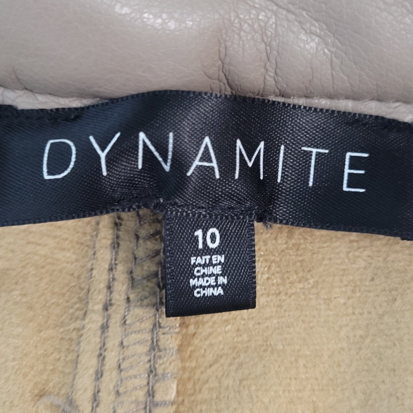 Dynamite Beige Faux Leather Stretch High Rise Straight Leg Pants Size 10 (29x29)