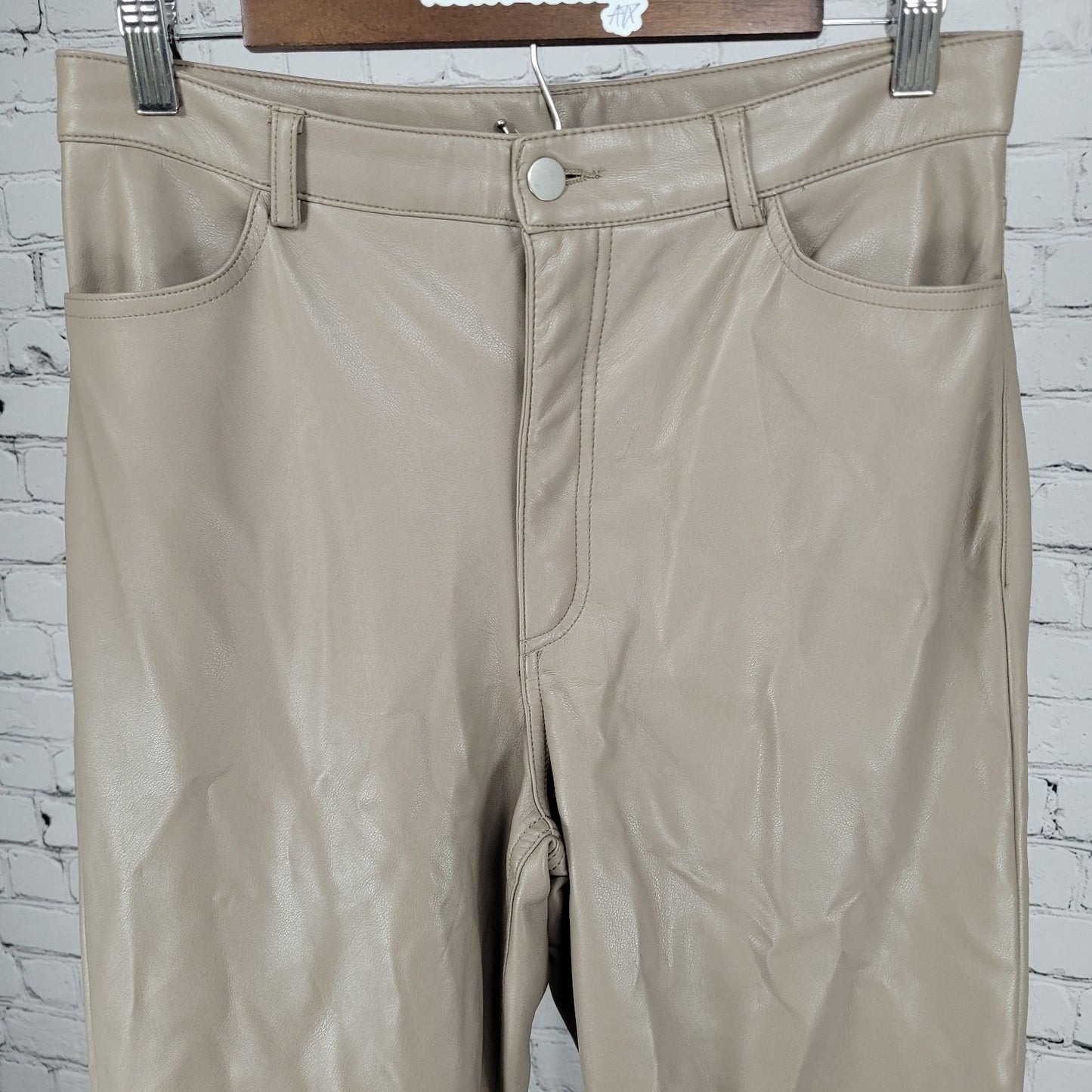 Dynamite Beige Faux Leather Stretch High Rise Straight Leg Pants Size 10 (29x29)