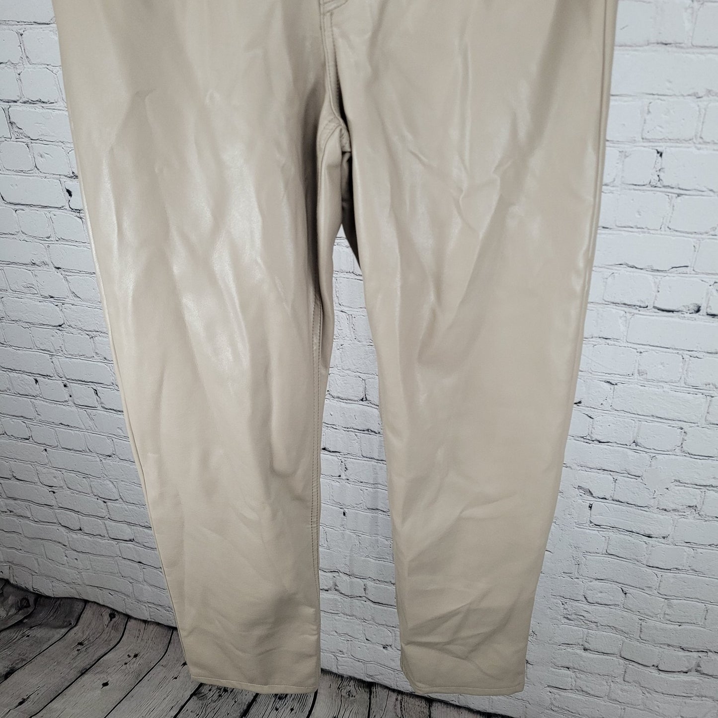 Dynamite Beige Faux Leather Stretch High Rise Straight Leg Pants Size 10 (29x29)