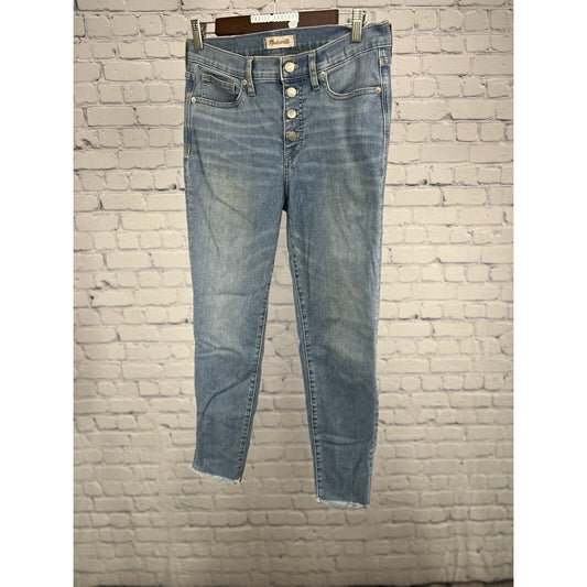 Madewell Jeans 9" High Rise Skinny Crop Exposed Button Fly Raw Hem 28 (30”x 26”)