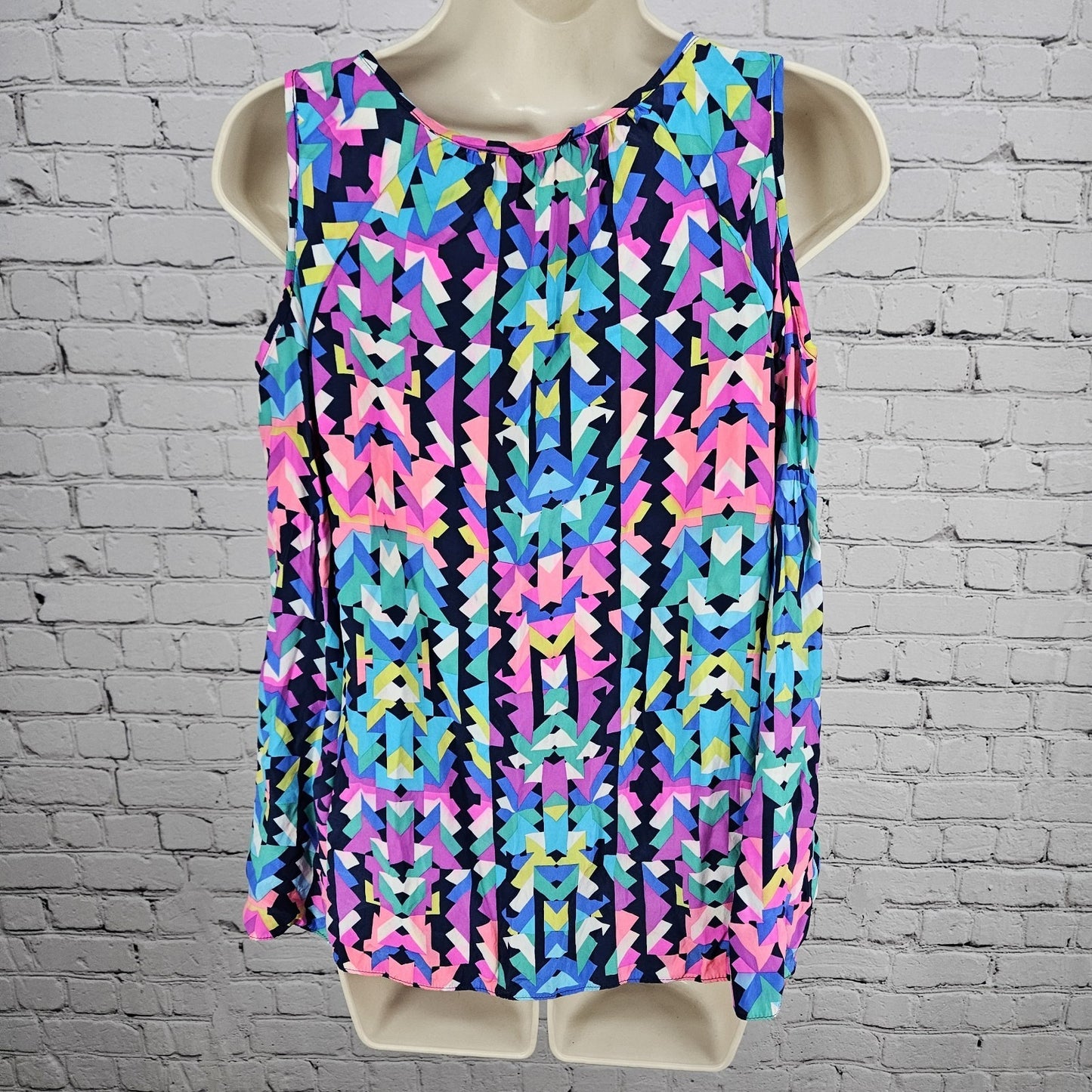 Alice & Trixie Multicolor 100% Silk Cold Shoulder Long Sleeve Blouse Top USA M