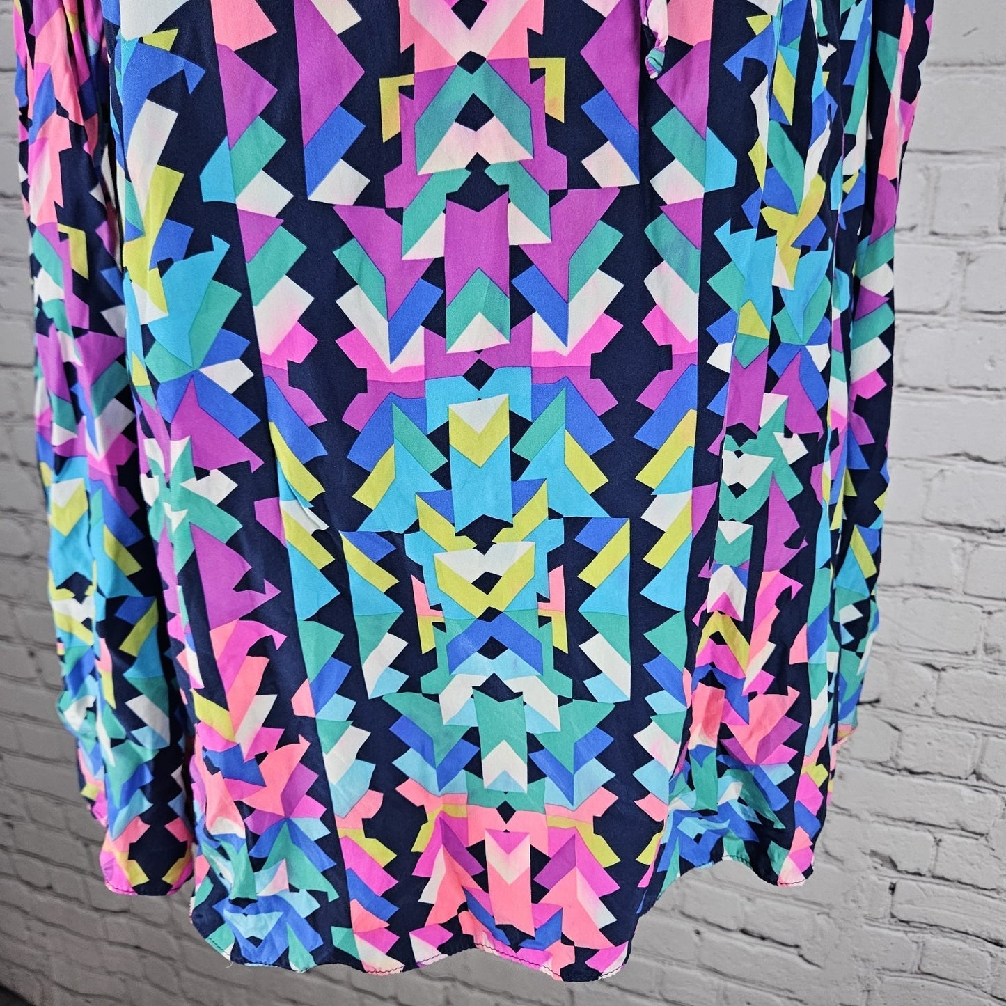 Alice & Trixie Multicolor 100% Silk Cold Shoulder Long Sleeve Blouse Top USA M