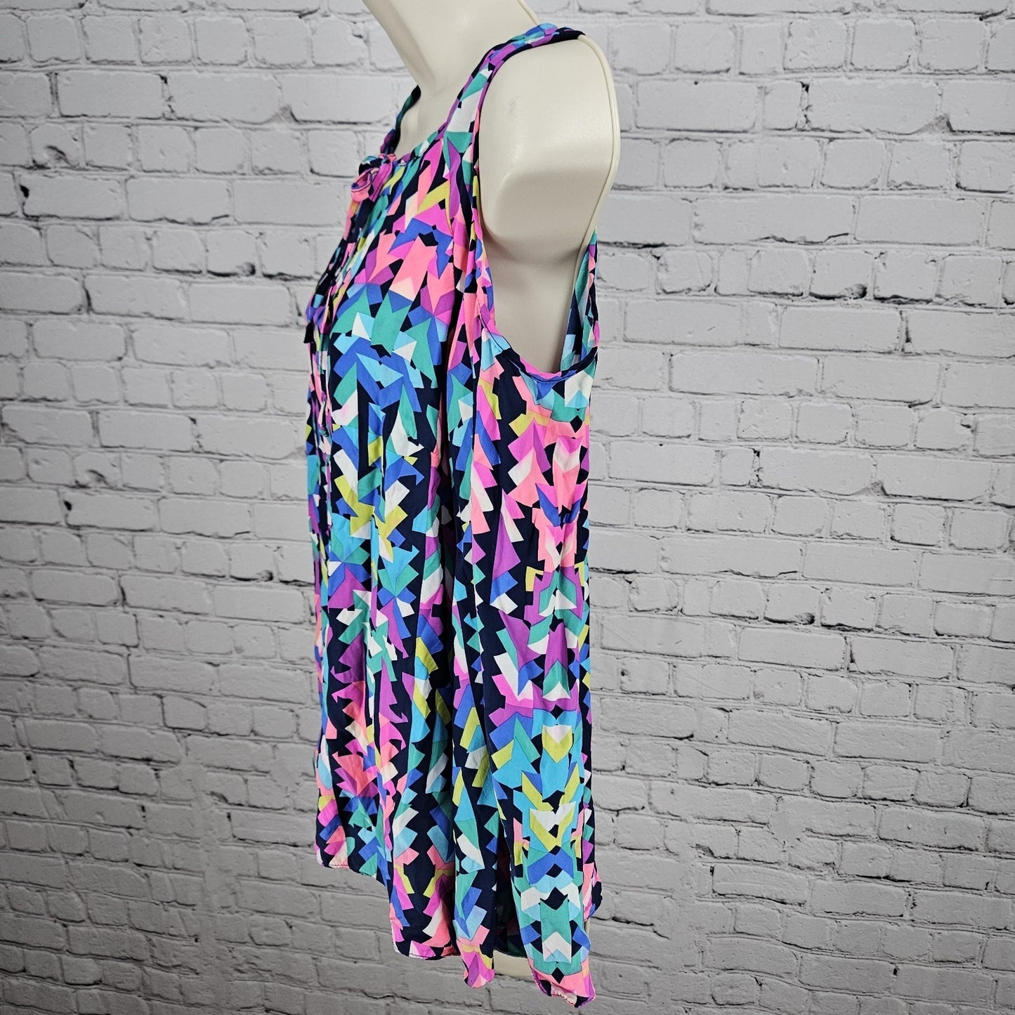 Alice & Trixie Multicolor 100% Silk Cold Shoulder Long Sleeve Blouse Top USA M