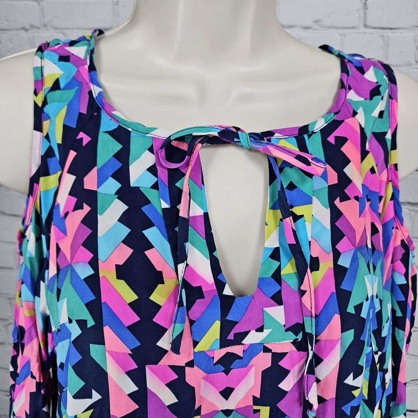 Alice & Trixie Multicolor 100% Silk Cold Shoulder Long Sleeve Blouse Top USA M