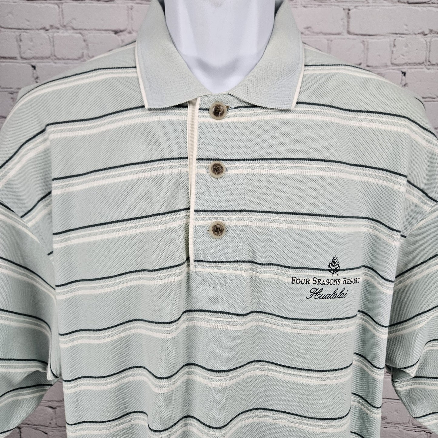 Cutter & Buck Four Seasons Resort Hualalai Hawaii Blue Short Sleeve Polo Short L