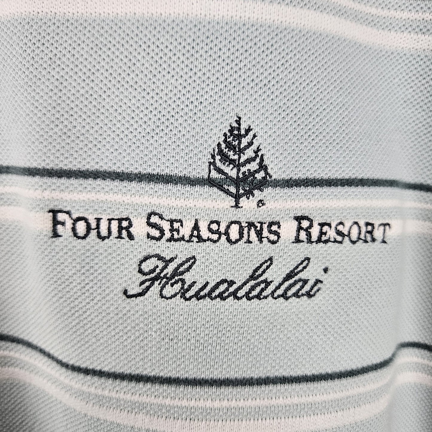 Cutter & Buck Four Seasons Resort Hualalai Hawaii Blue Short Sleeve Polo Short L