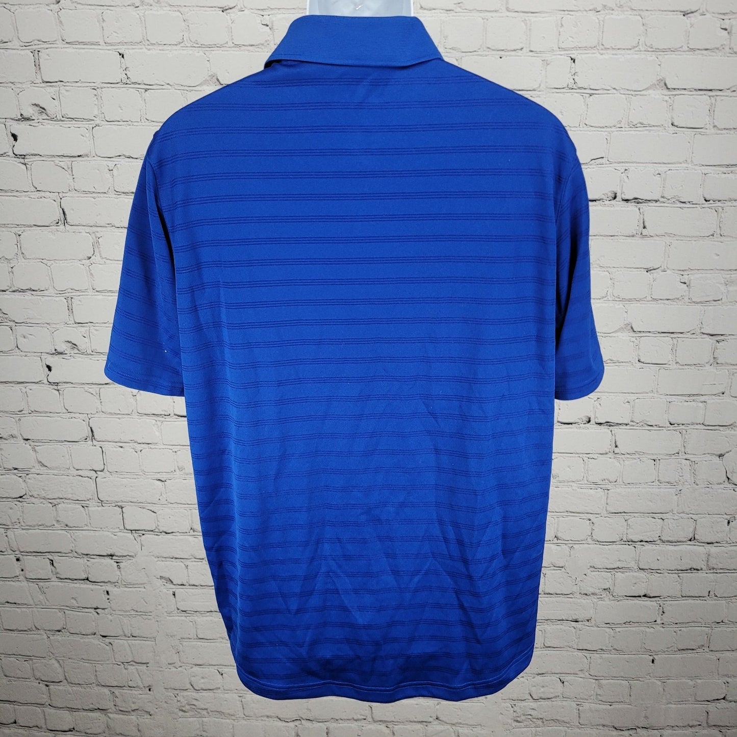 Golden State Warriors Adidas Blue Striped Short Sleeve Polo Shirt Large L