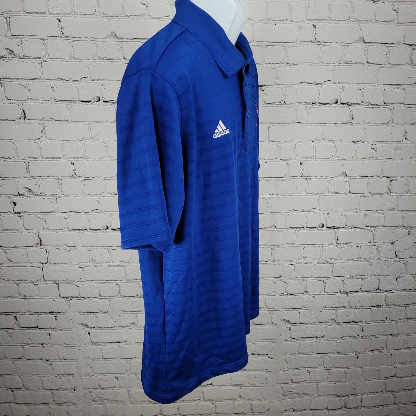 Golden State Warriors Adidas Blue Striped Short Sleeve Polo Shirt Large L