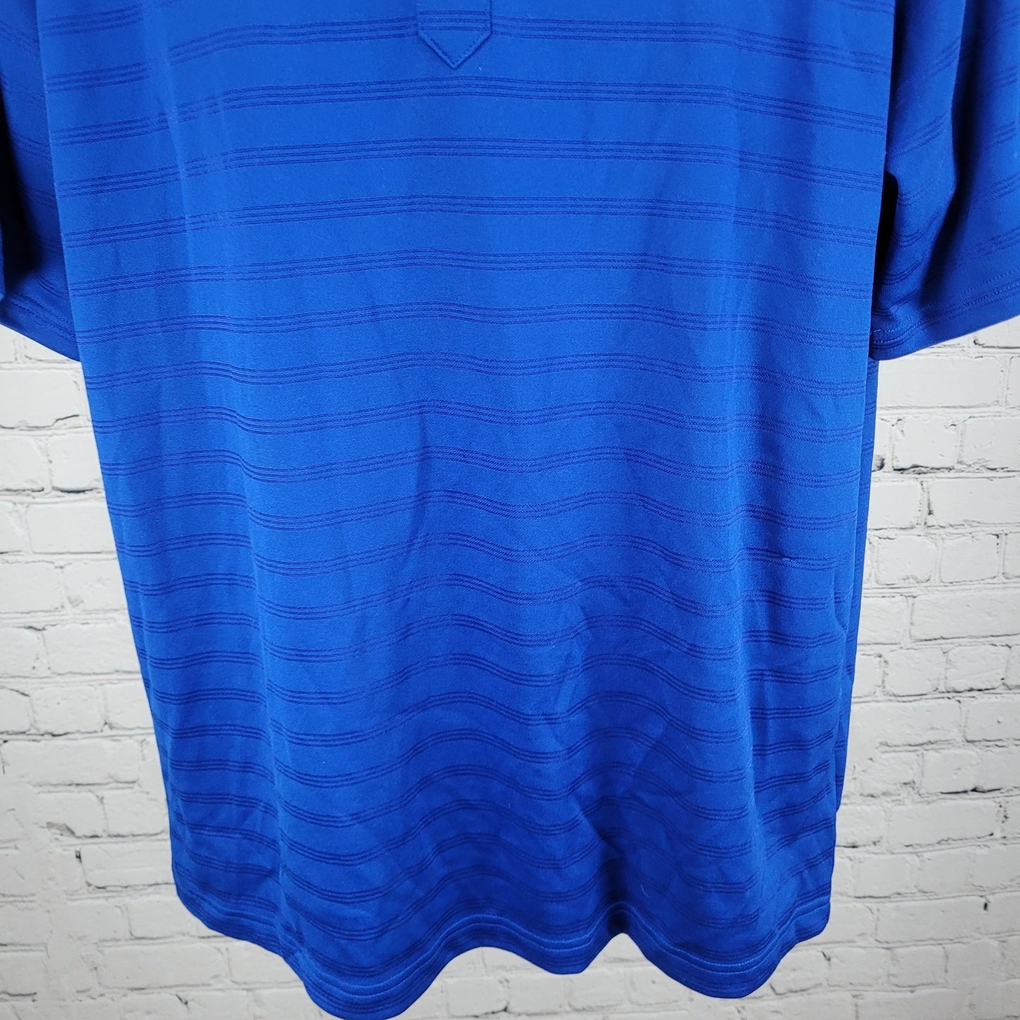 Golden State Warriors Adidas Blue Striped Short Sleeve Polo Shirt Large L