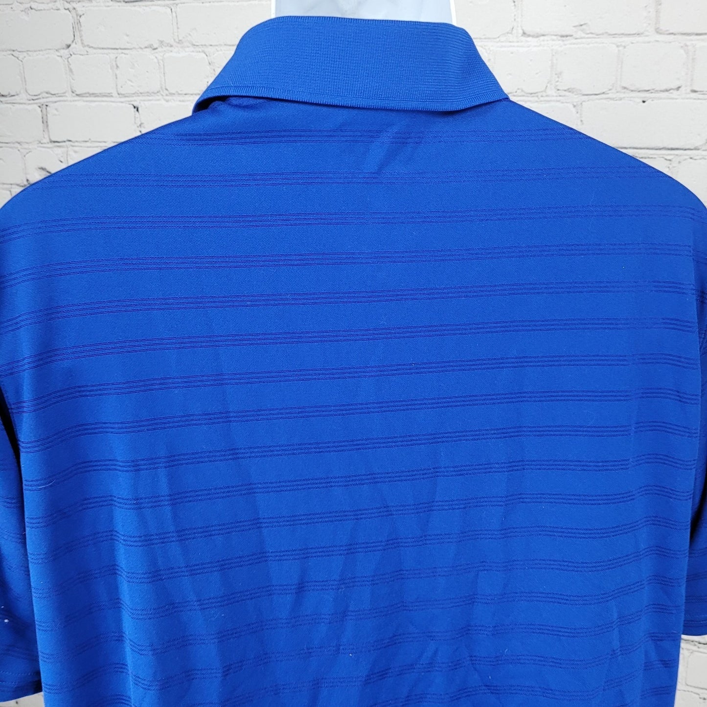 Golden State Warriors Adidas Blue Striped Short Sleeve Polo Shirt Large L