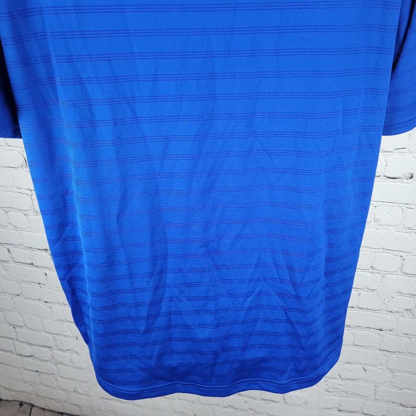 Golden State Warriors Adidas Blue Striped Short Sleeve Polo Shirt Large L