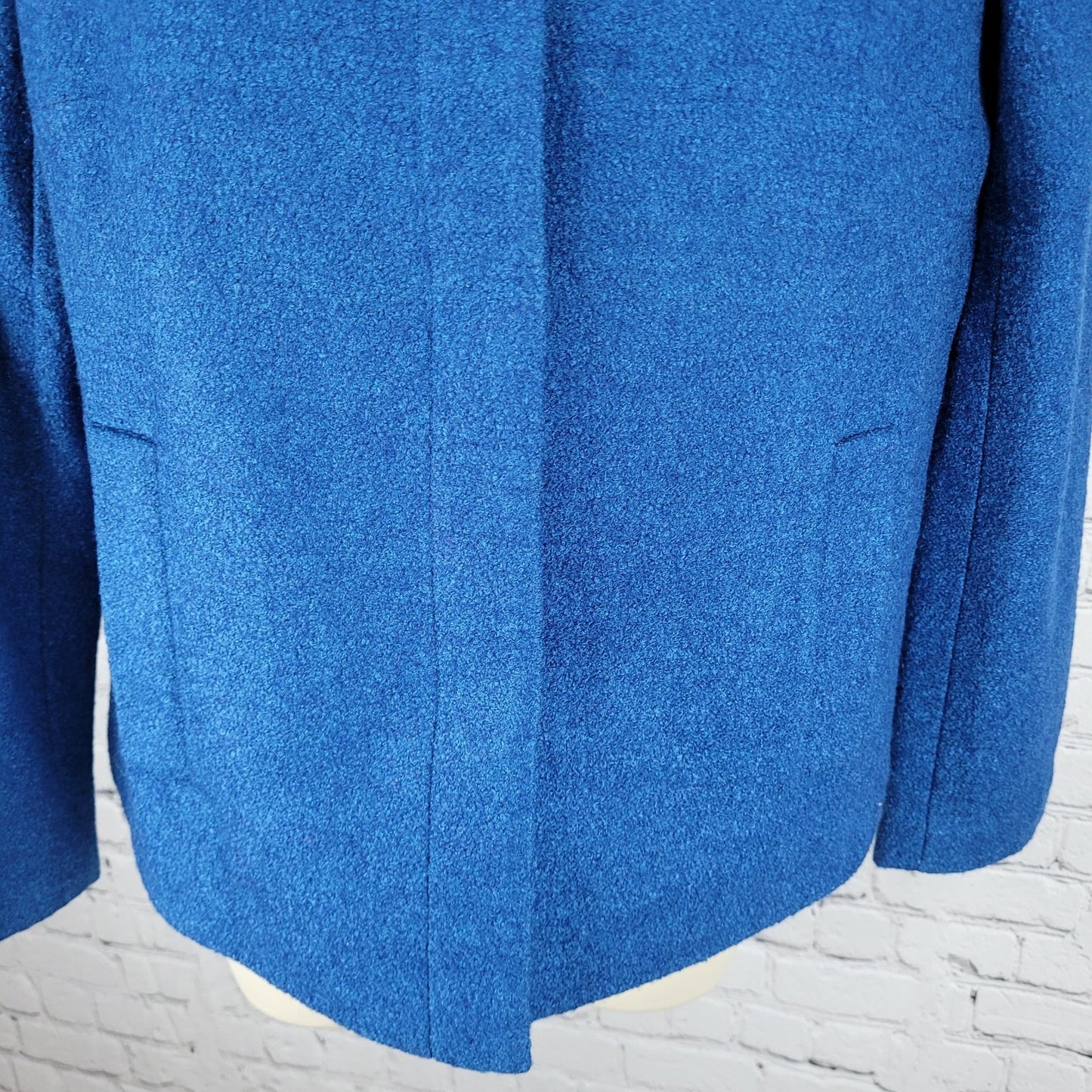 Talbots Blue Wool Blend Lightweight High Neck Snap Lined Pockets Jacket Size 6