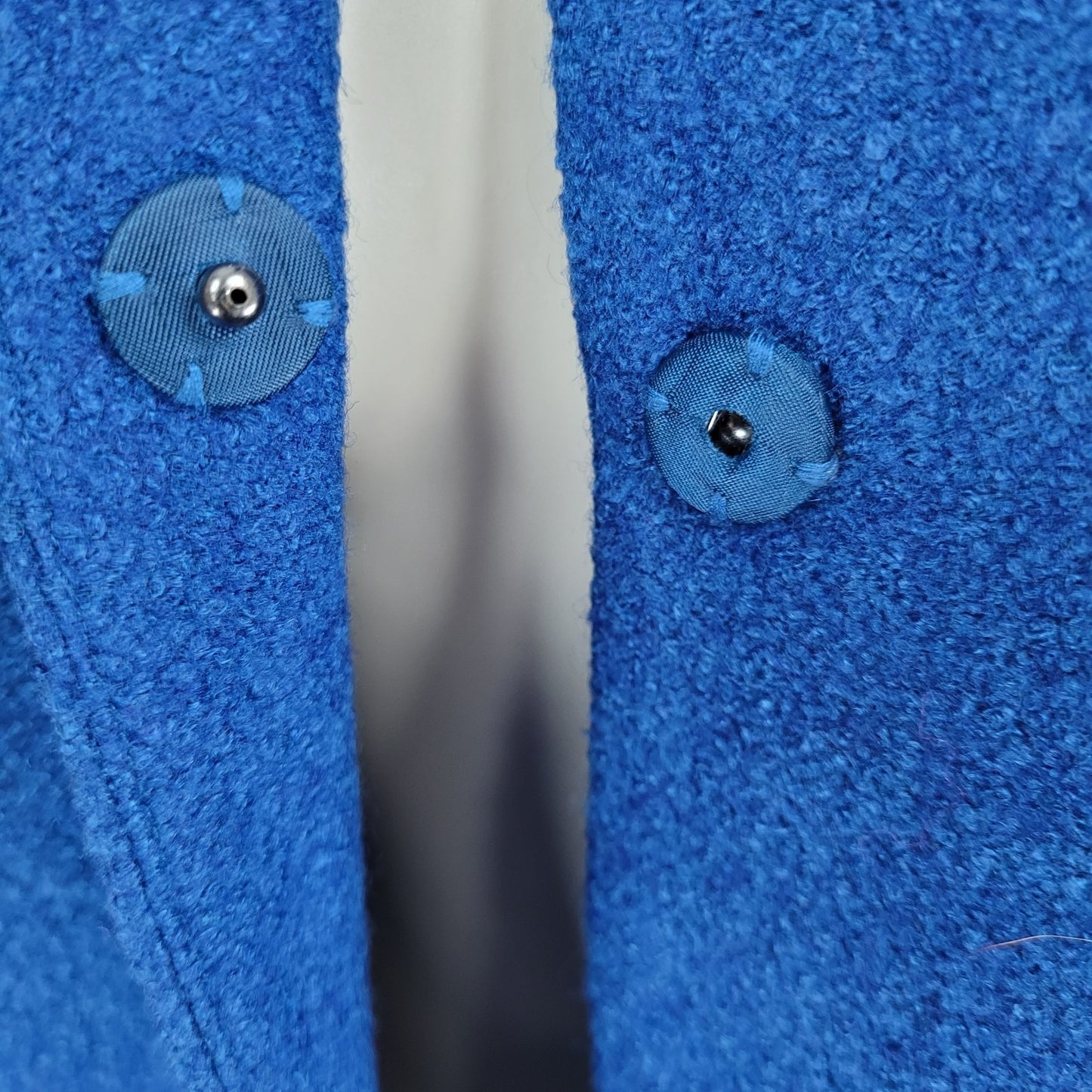 Talbots Blue Wool Blend Lightweight High Neck Snap Lined Pockets Jacket Size 6