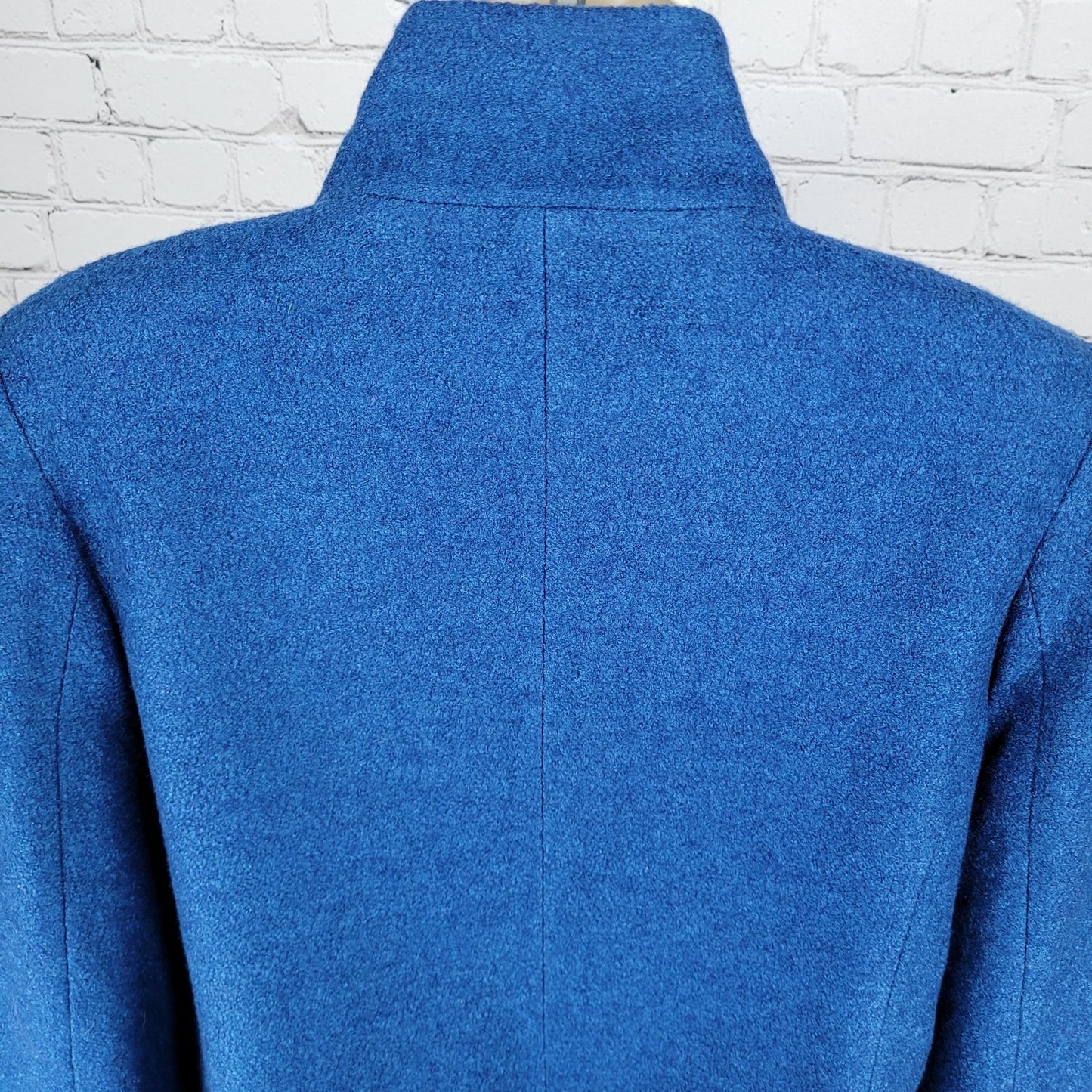 Talbots Blue Wool Blend Lightweight High Neck Snap Lined Pockets Jacket Size 6