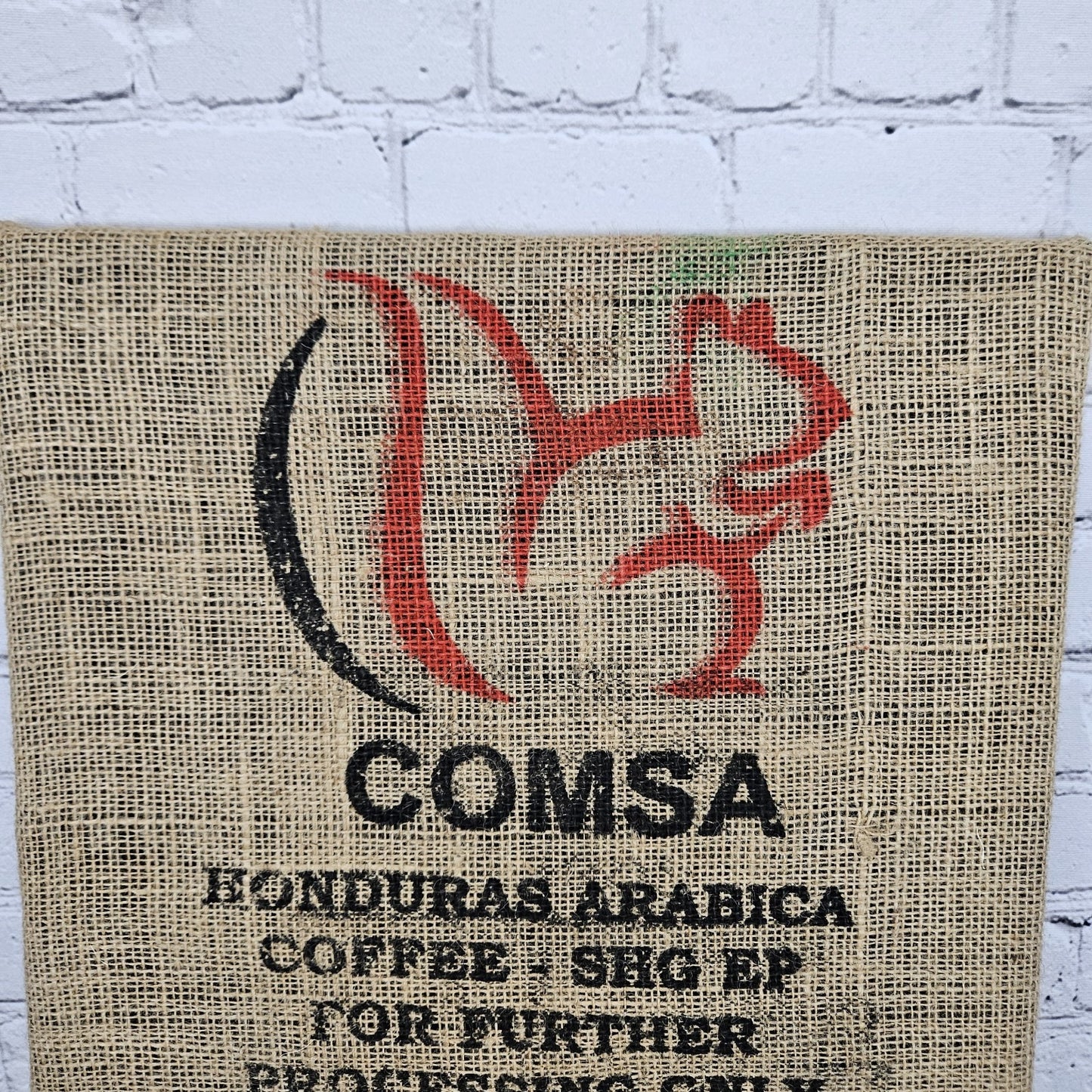 Comsa Coffee Authentic Burlap Sack Wrapped Canvas Wood Framed Art 20x16