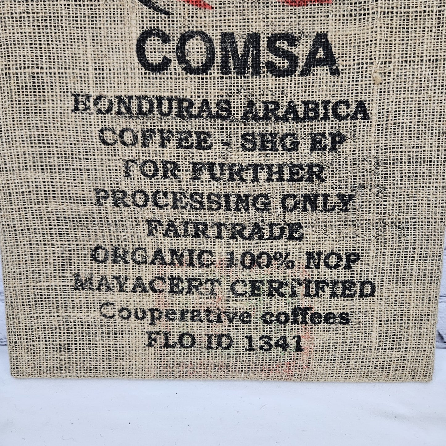 Comsa Coffee Authentic Burlap Sack Wrapped Canvas Wood Framed Art 20x16