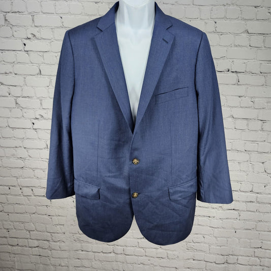 Indochino Blue 100% Wool 2 Button Single Vented Notch Blazer Sport Coat 44S
