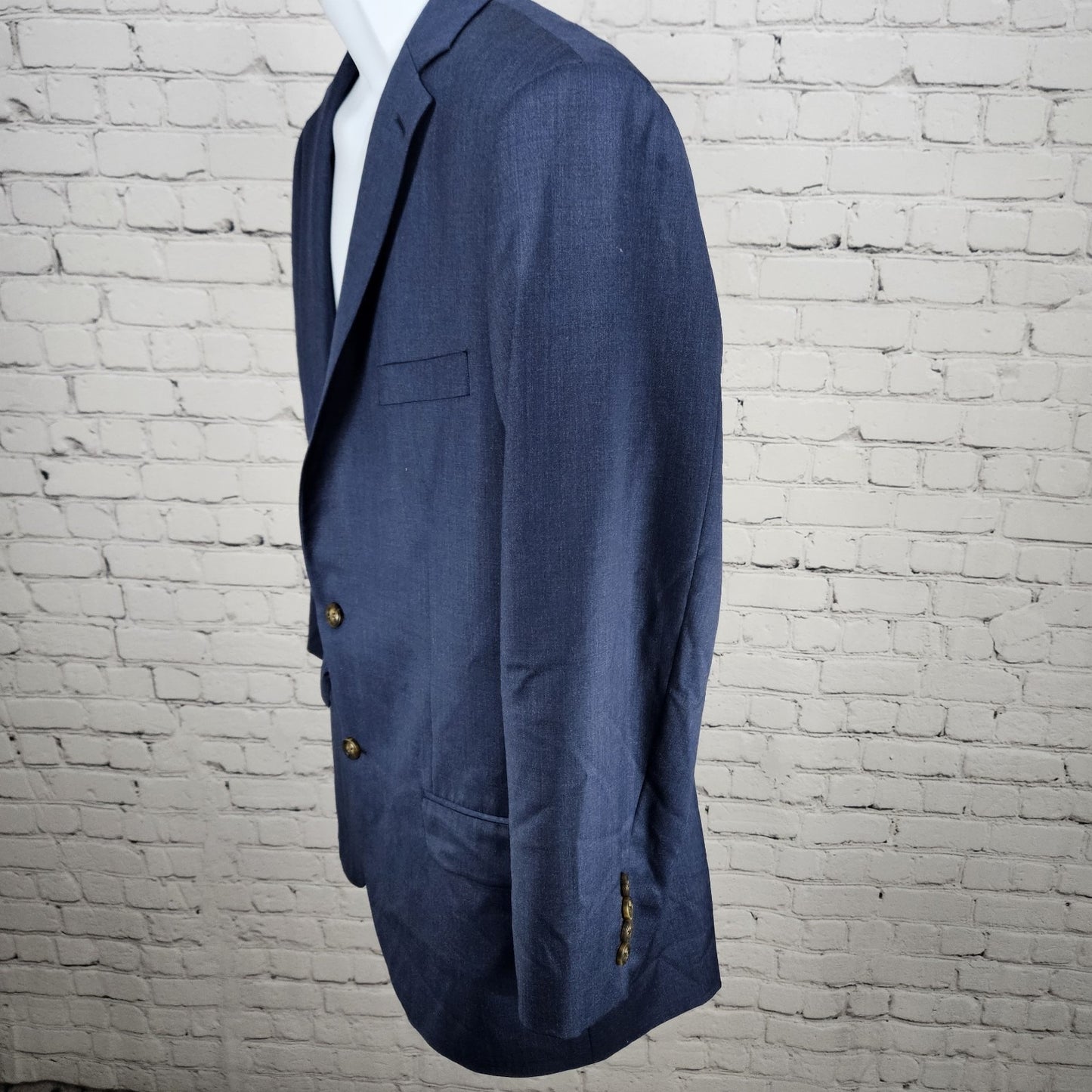 Indochino Blue 100% Wool 2 Button Single Vented Notch Blazer Sport Coat 44S