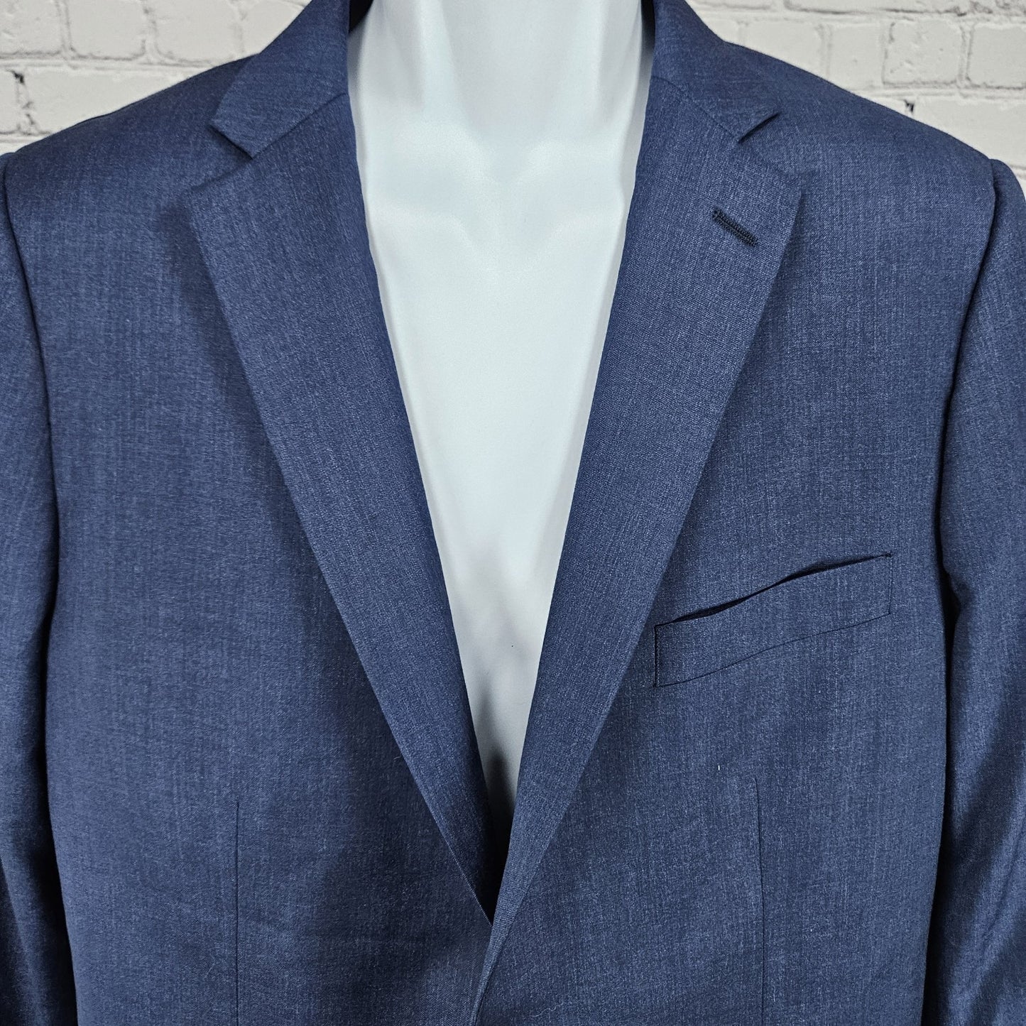 Indochino Blue 100% Wool 2 Button Single Vented Notch Blazer Sport Coat 44S