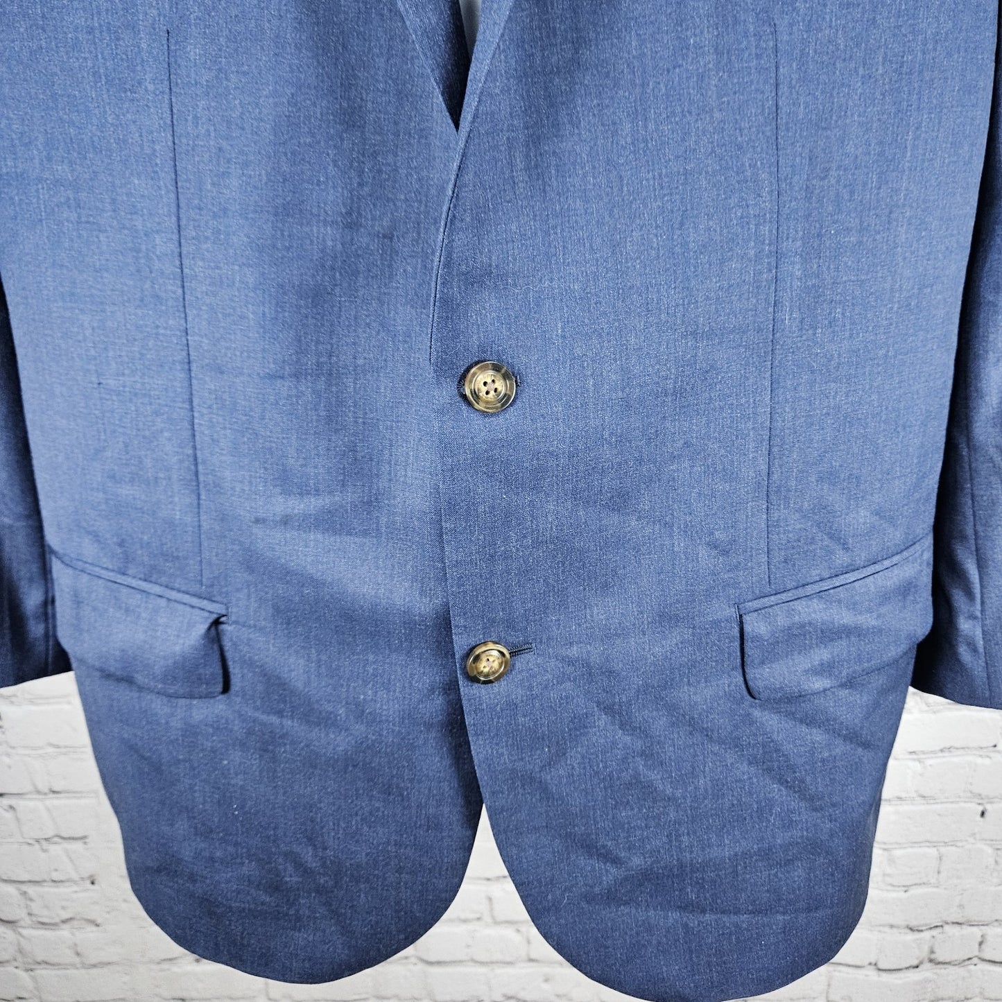Indochino Blue 100% Wool 2 Button Single Vented Notch Blazer Sport Coat 44S