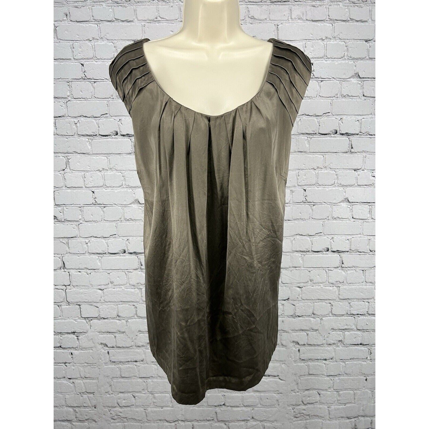 Semantiks Brown Silk Blend Pleated Sleeveless Satin Blouse Women’s 22W