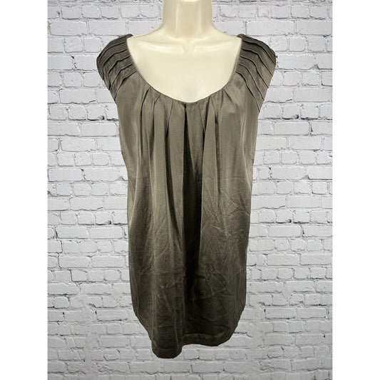 Semantiks Brown Silk Blend Pleated Sleeveless Satin Blouse Women’s 22W