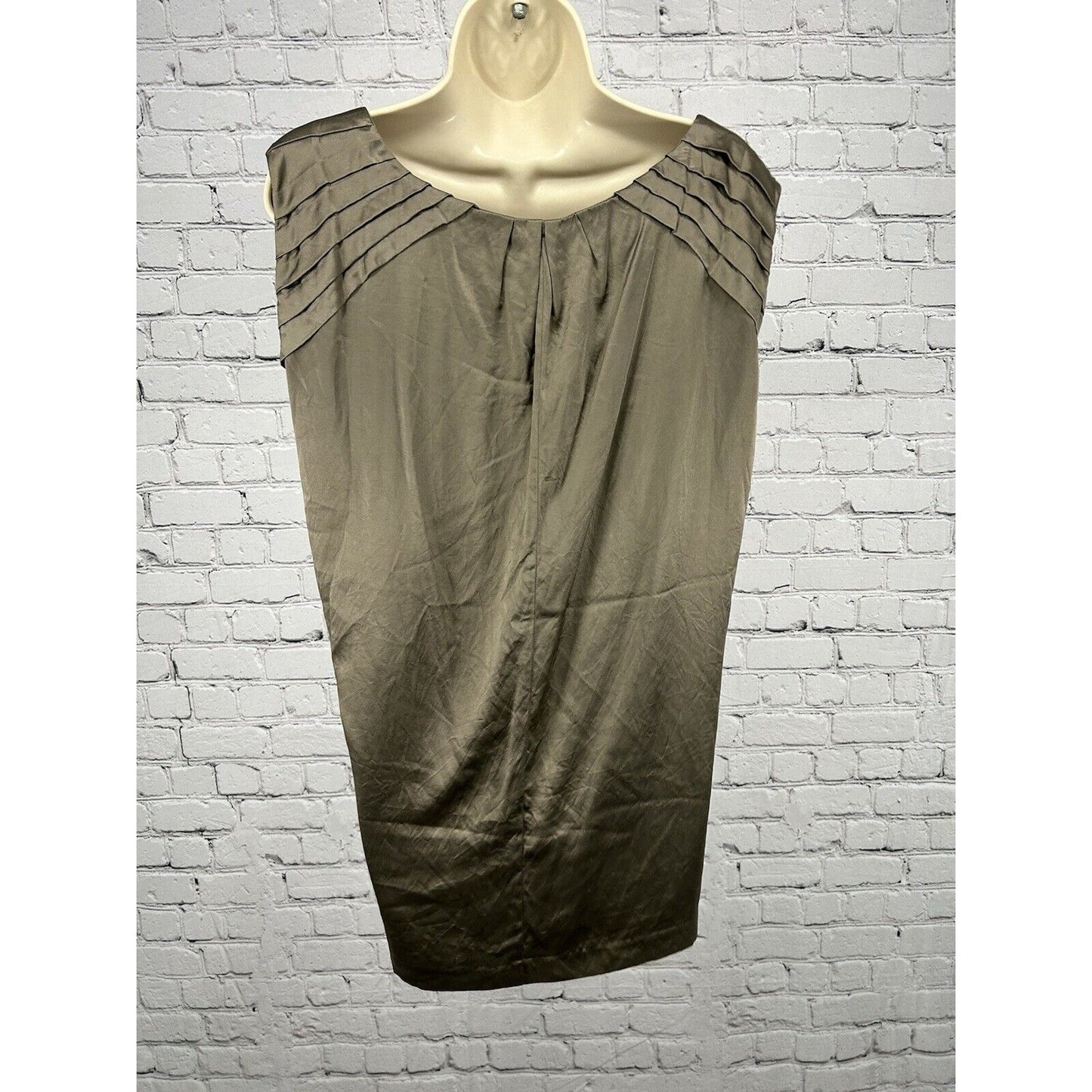 Semantiks Brown Silk Blend Pleated Sleeveless Satin Blouse Women’s 22W
