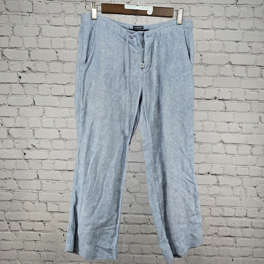 Island Company Relaxed 100% Linen Drawstring Light Blue Button Fly Pants Size XS