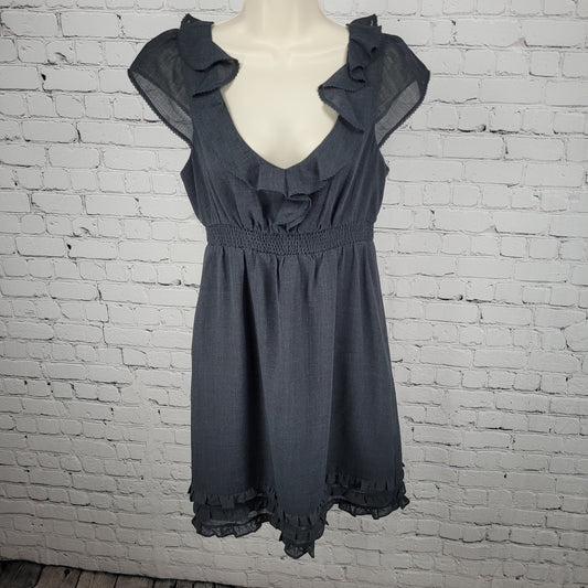 Maeve Anthropologie Grey Wool Blend Lightweight Lined Layered A Line Dress 8