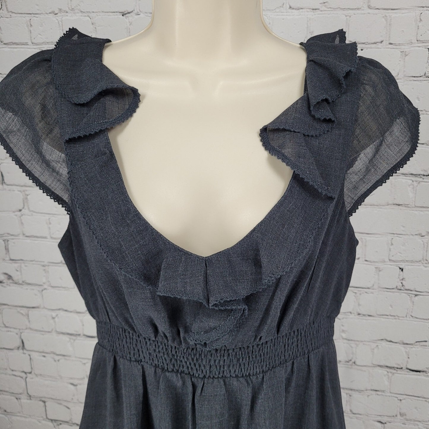 Maeve Anthropologie Grey Wool Blend Lightweight Lined Layered A Line Dress 8