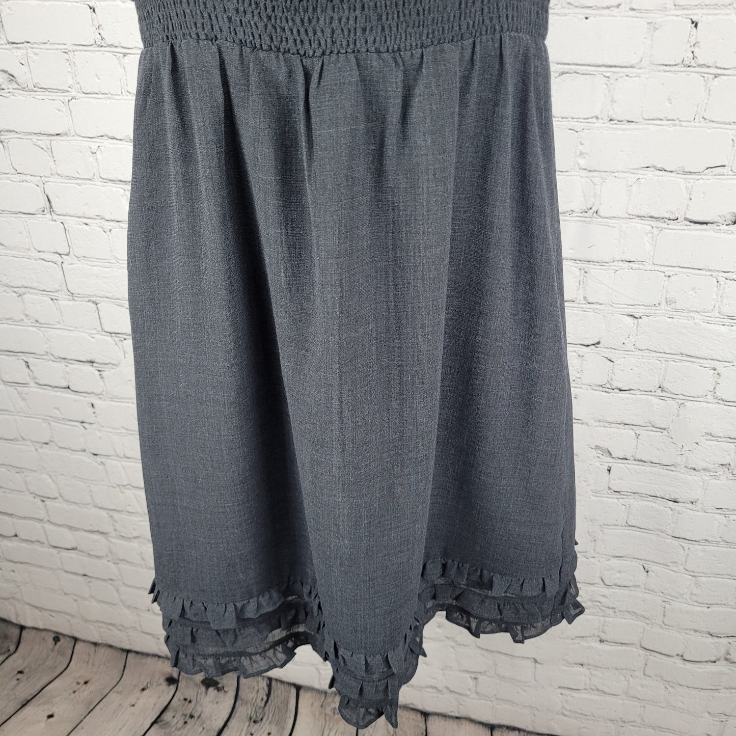 Maeve Anthropologie Grey Wool Blend Lightweight Lined Layered A Line Dress 8