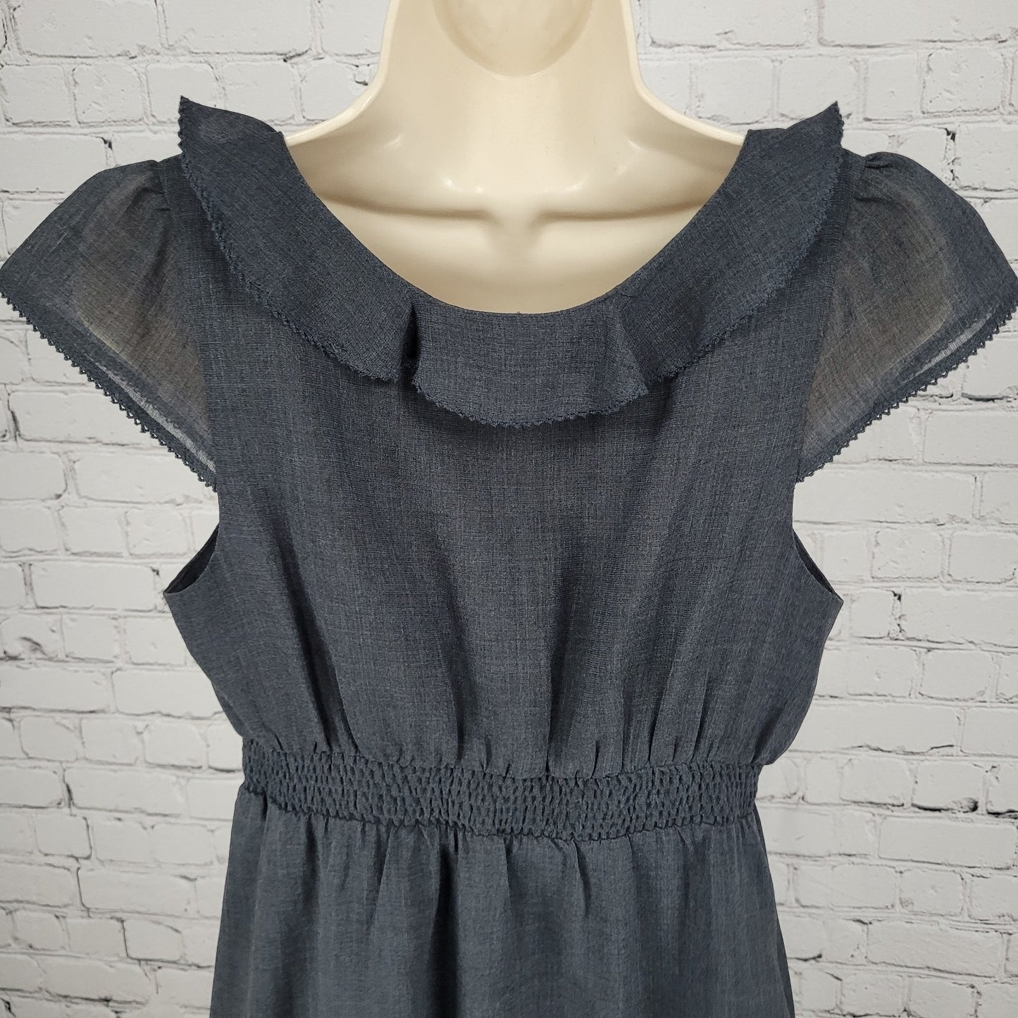 Maeve Anthropologie Grey Wool Blend Lightweight Lined Layered A Line Dress 8