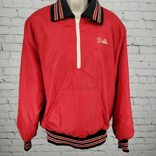 VTG Gem Sportswear Red Retro Faux Fur Lined Varsity Jacket USA Made Size Large