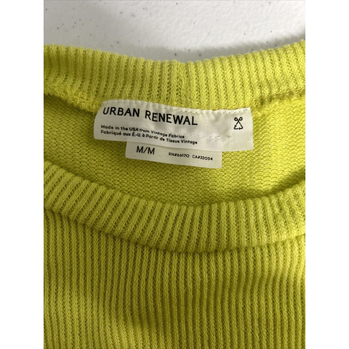 Urban Renewal Neon Green Cropped Long Sleeve Recycled Fabric Knit Sweater USA M