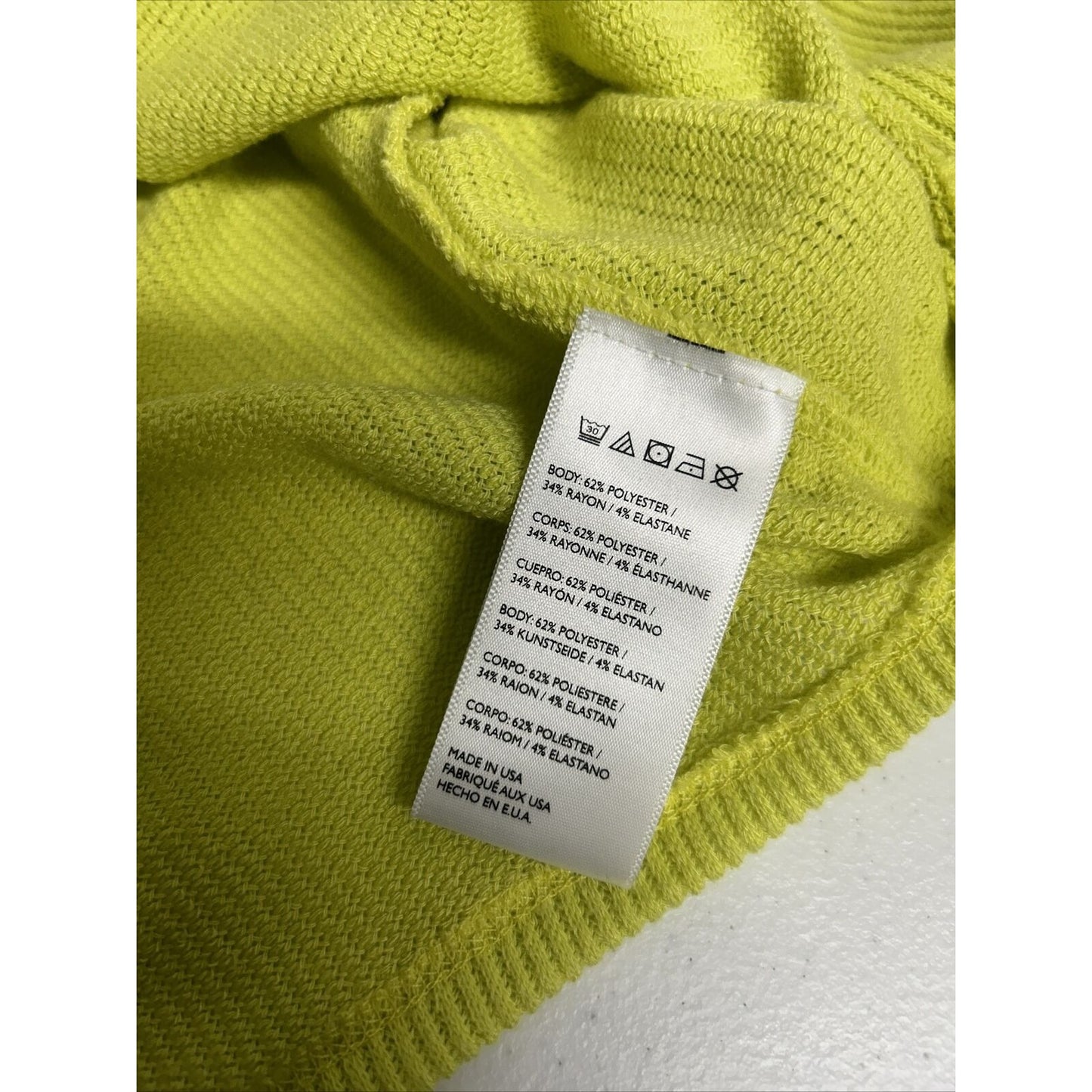 Urban Renewal Neon Green Cropped Long Sleeve Recycled Fabric Knit Sweater USA M