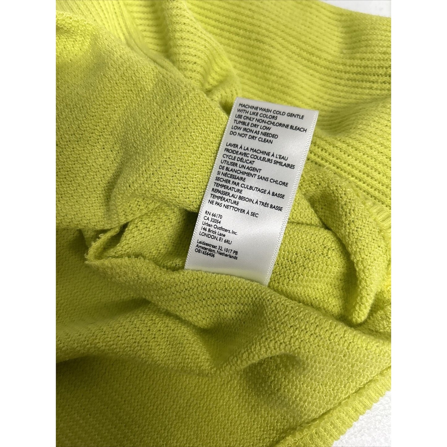 Urban Renewal Neon Green Cropped Long Sleeve Recycled Fabric Knit Sweater USA M