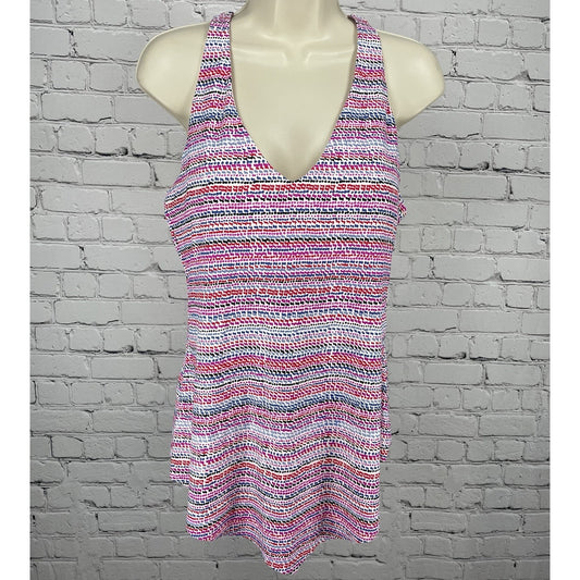 Island Escape Multicolor Built In Bra Padded Underwire Swimsuit Tank Top Size 12