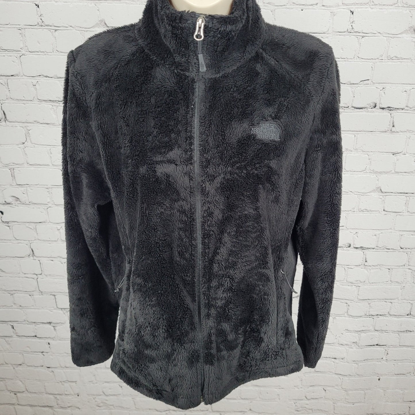The North Face Black Plush Sherpa Fleece Full Zipped Pockets Jacket Size Medium